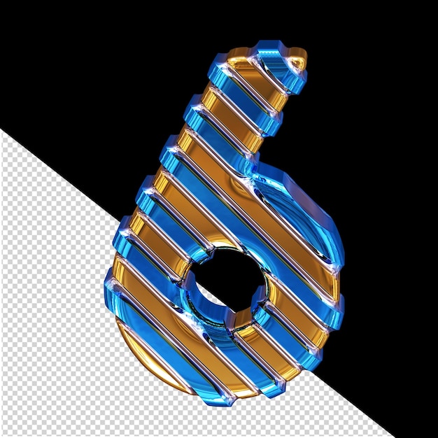 PSD gold symbol with blue diagonal straps number 6