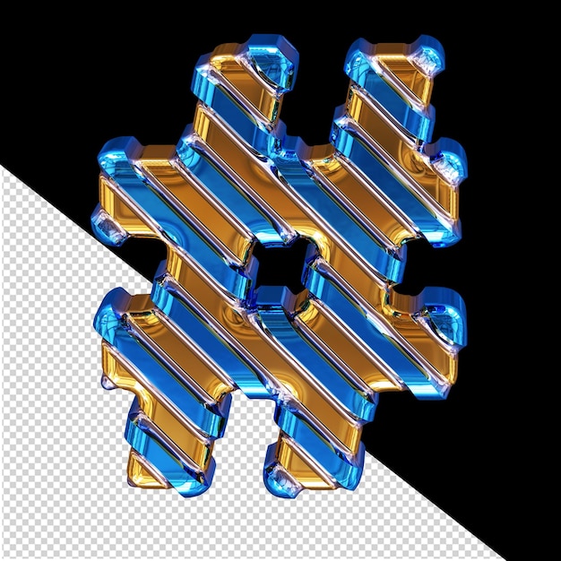 Gold symbol with blue diagonal straps