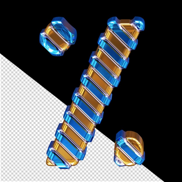 PSD simbolo d'oro con cinghie diagonali blu