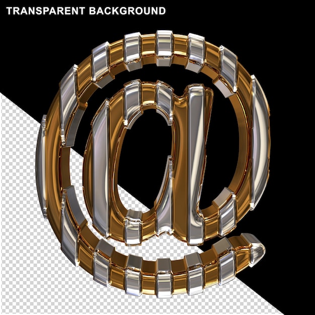 Золотой символ с серебряными вертикальными ремешками