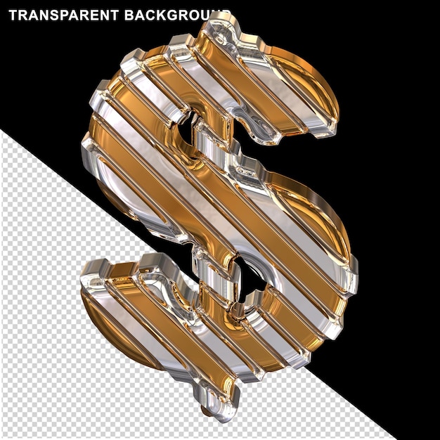 PSD Золотой символ с тонкими серебряными диагональными ремешками