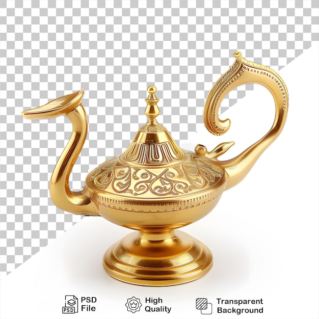 PSD a gold teapot with a bird on it