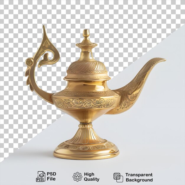 PSD a gold teapot with a picture of a teapot on it