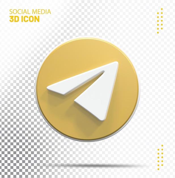 Gold telegram icon 3d