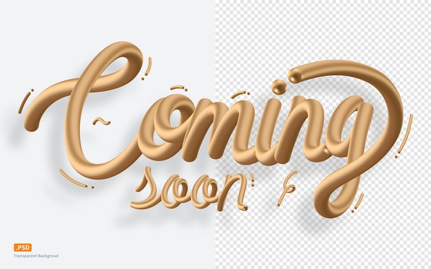 Gold text 'coming soon' on a transparent background