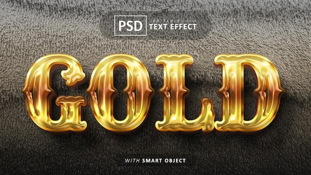 Gold text editable 3d font effects