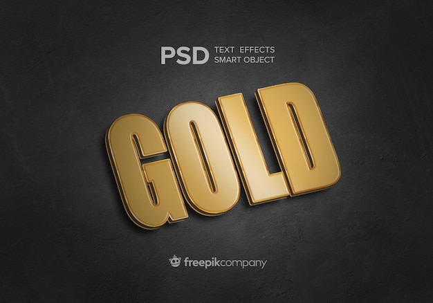 PSD gold text effect on dark background