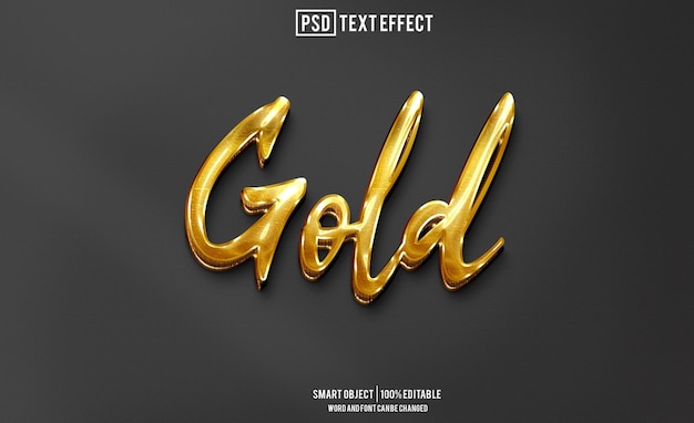 gold text effect font editable typography 3d text