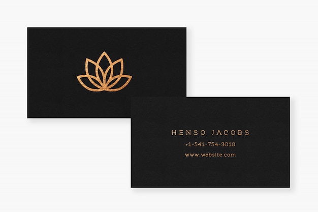 PSD gold texture effect business card logo mockup