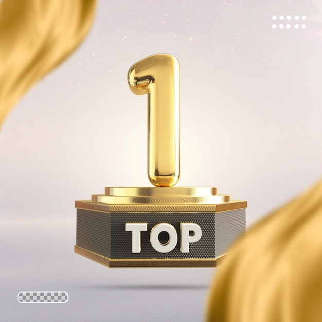 PSD gold top 1 3d render style number