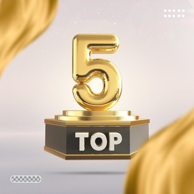 Numero di stile di rendering 3d top 5 dell'oro