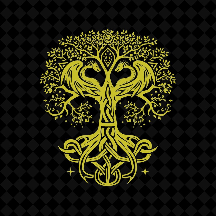 PSD a gold tree with a black background with a black background