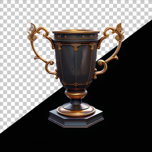 PSD gold trophy 3d on transparent background with png file