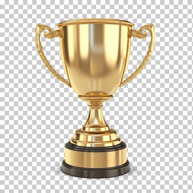 Gold trophy cup isolated on transparent background png