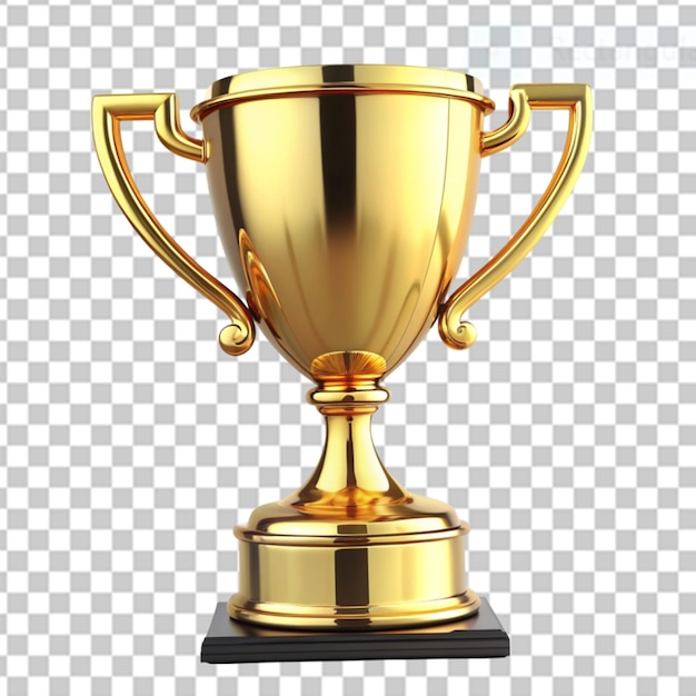 PSD gold trophy cup on transparent background