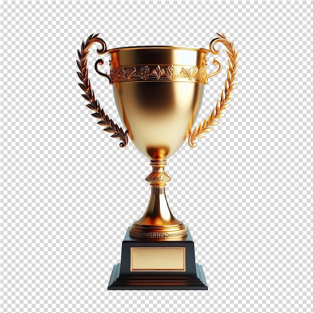 PSD a gold trophy with a gold crown on it
