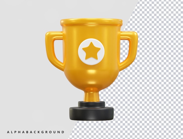 A gold trophy with a star on the top.