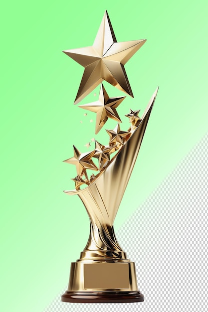 PSD a gold trophy with the words  star  on it