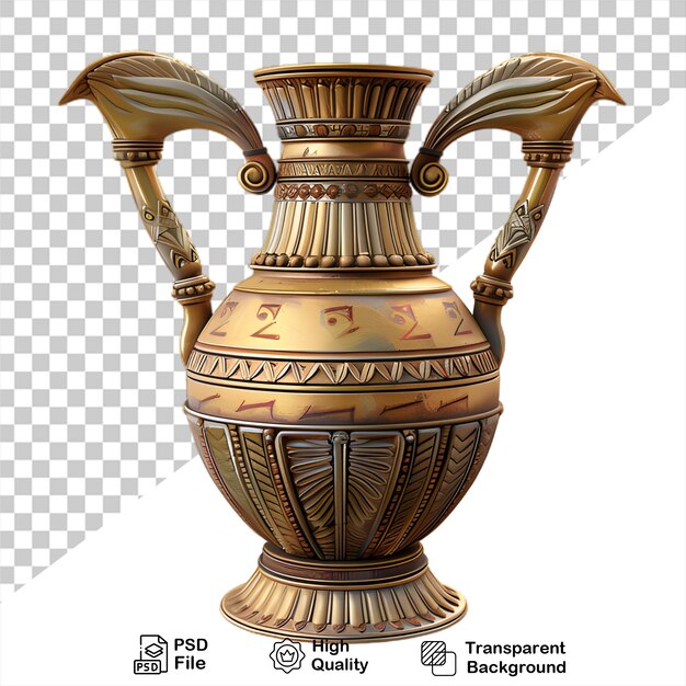 PSD a gold vase with a gold handle is shown on a white background