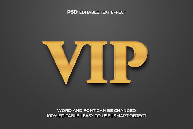 PSD gold vip 3d text effect