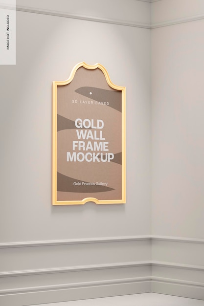 PSD gold wall frame mockup