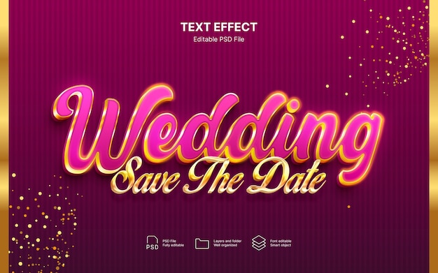 PSD gold wedding text effect