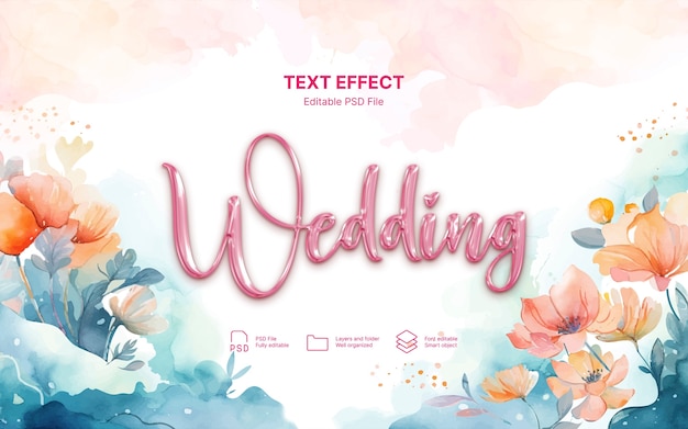 PSD gold wedding  text effect