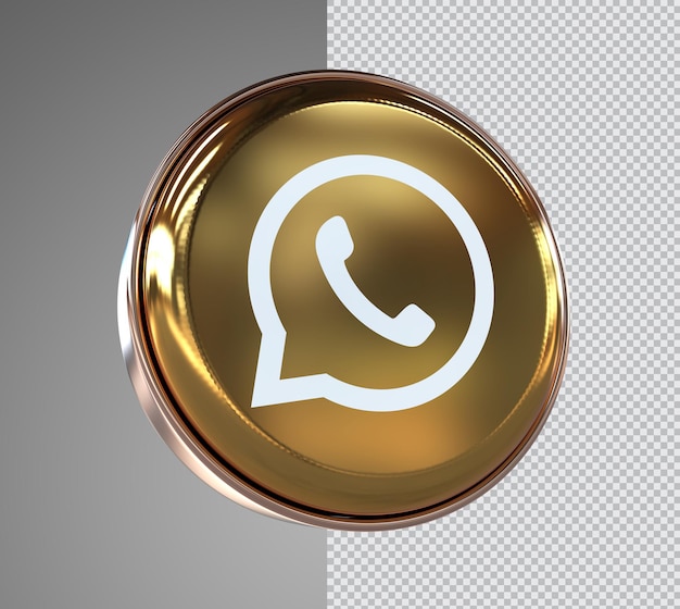 Gold whatsapp icon 3d rendering