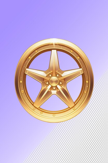 PSD a gold wheel that has a star on it