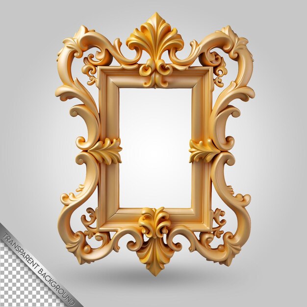 PSD a gold and white frame with a white background with a white background