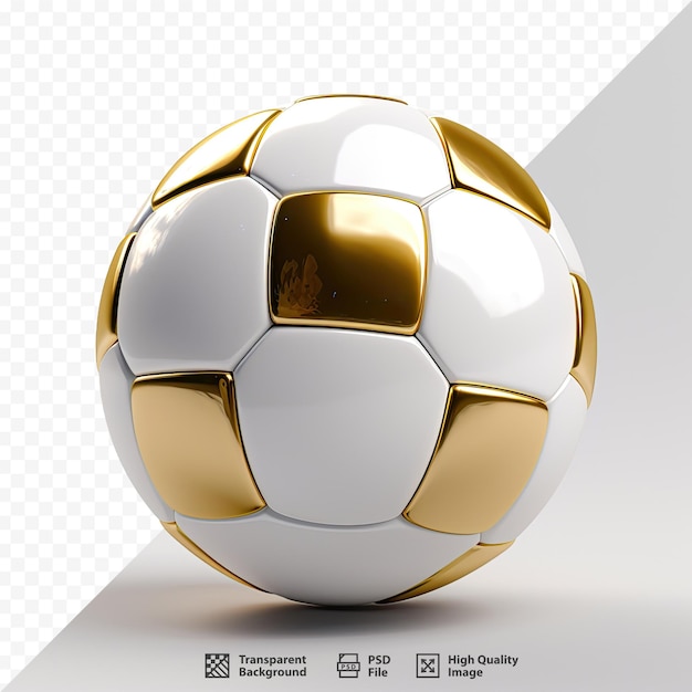 A gold and white soccer ball with a gold design on it.