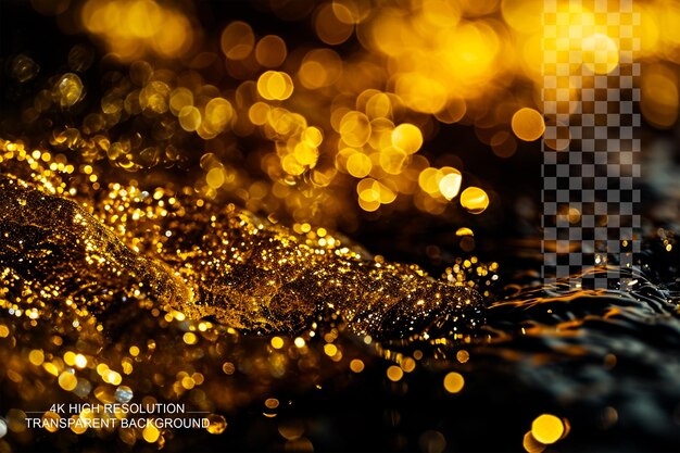 PSD gold with glowing effect on black background in 4k hdr realism on transparent background