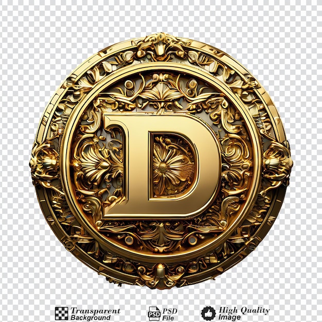 A gold with a gold and the word gold on it isolated on transparent background