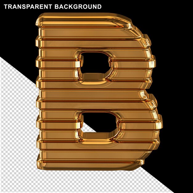 Gold with thin horizontal straps capital letter b