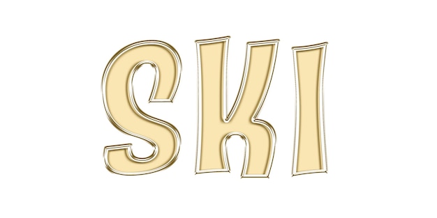 Золотое слово стеклянный блеск текст письмо вечеринка дизайн лыжи