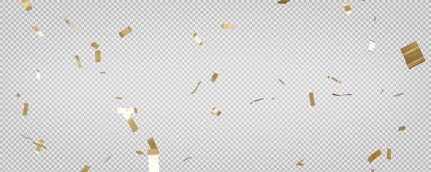 PSD goldden confetti floating with transparentwith clipping path