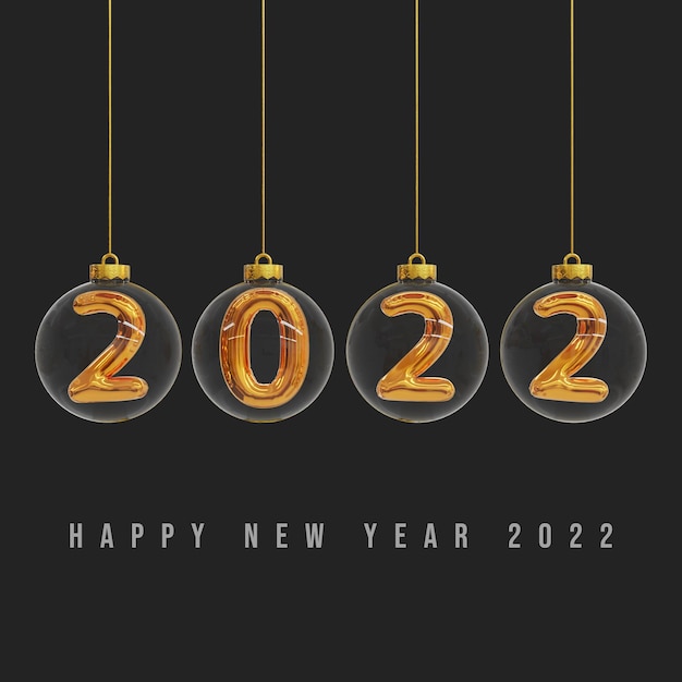 golden 2022 happy new year background with ball