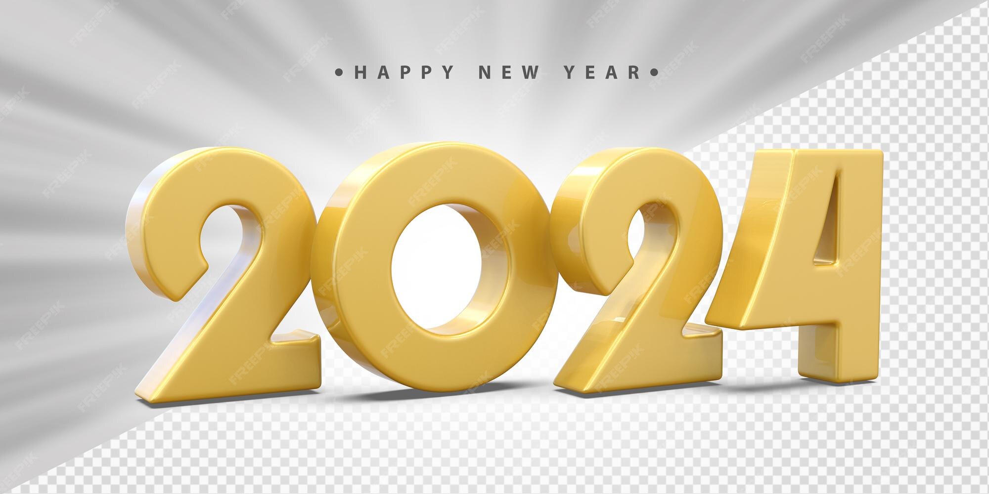 Premium PSD Golden 2024 new year 3d