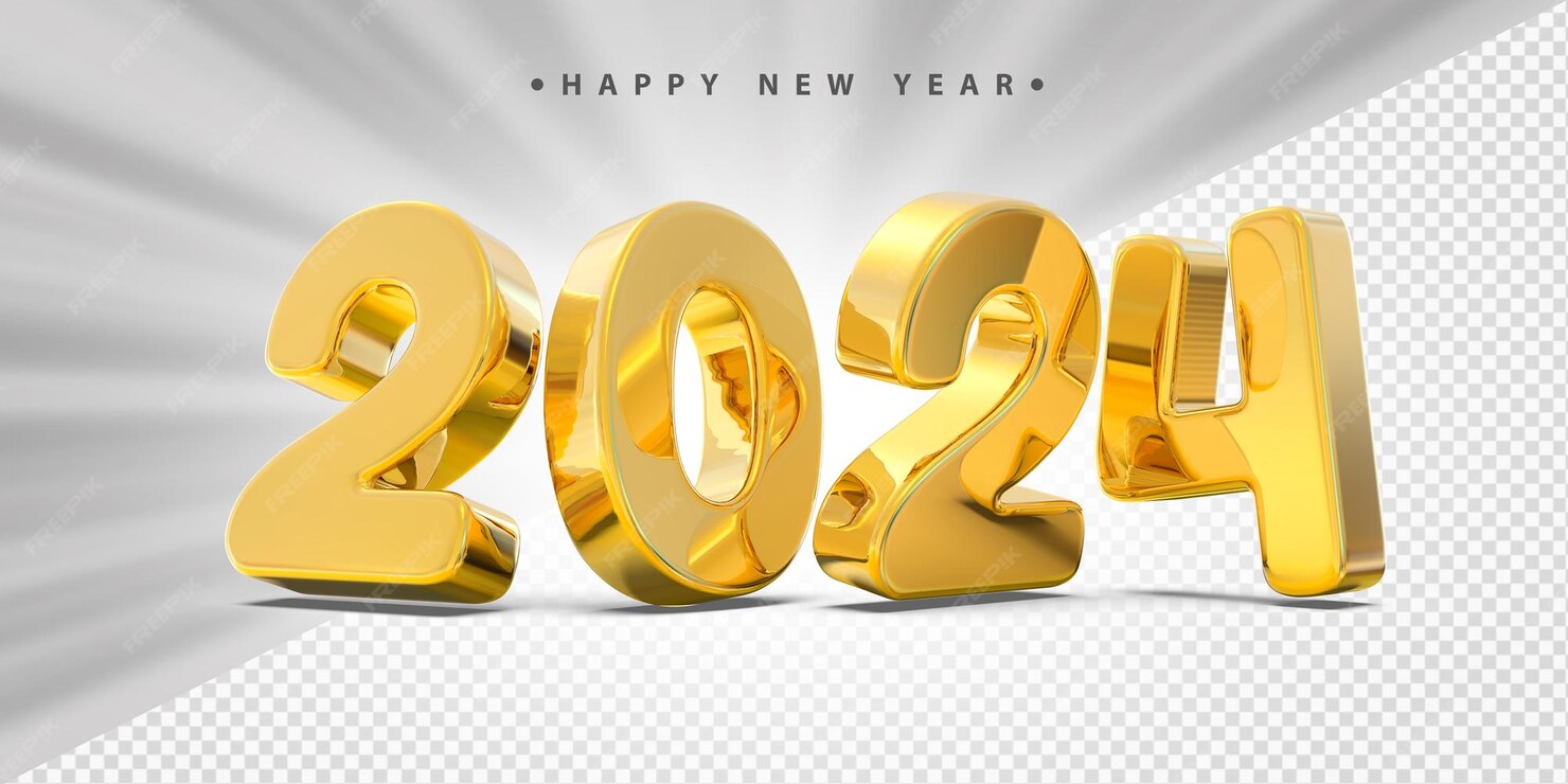Premium PSD Golden 2024 new year 3d