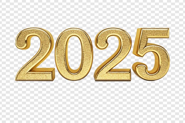 PSD golden 2025 font with a reflective finish