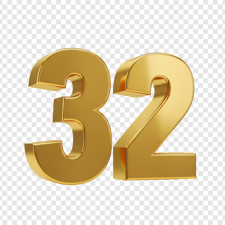 PSD 32 透明背景上隔离的金色数字