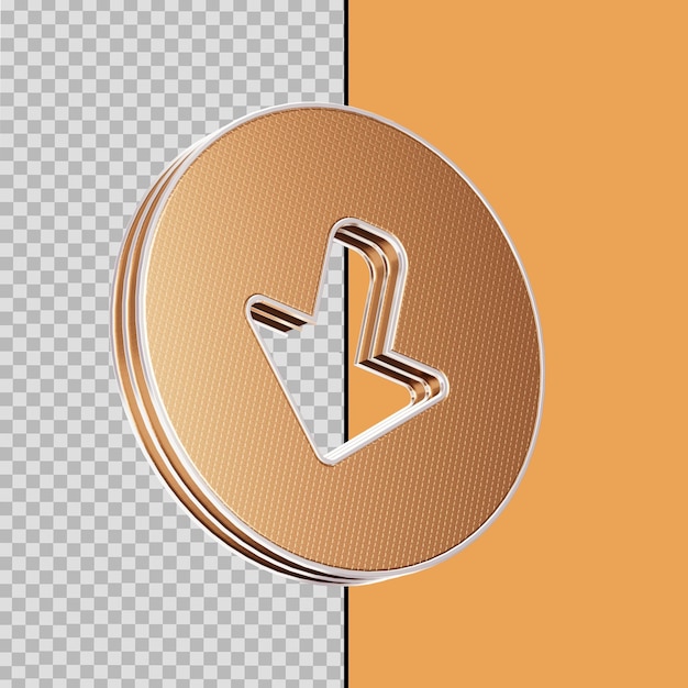 PSD golden 3d arrow alt circle down icon isolated premium psd