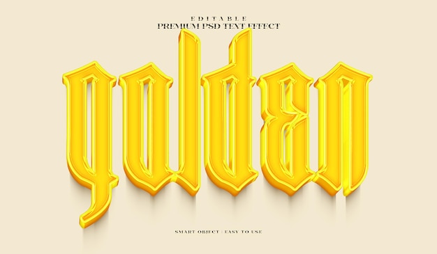 PSD golden 3d editable premium psd text effect