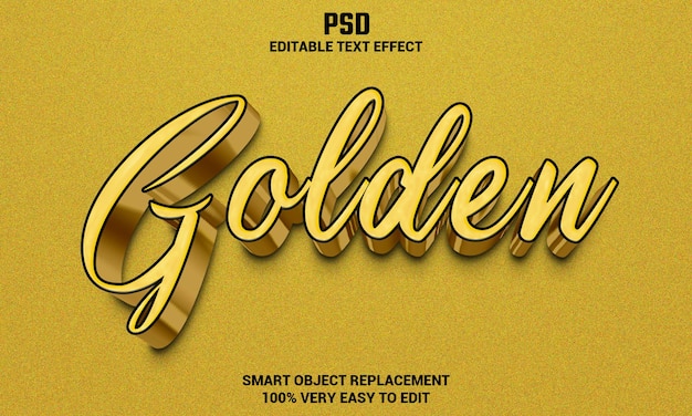 PSD effetto di testo modificabile 3d dorato con sfondo psd premium