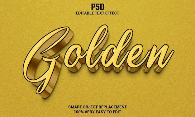 golden 3d editable text effect with background premium psd