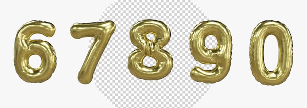 PSD golden 3d numbers isolated gold yellow metallic letter 3d symbol realistic for poster and banner