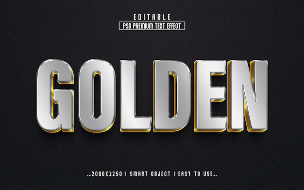 Golden 3d premium editable text effect style with background