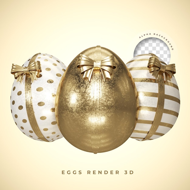 Golden 3d rendono l'uovo di pasqua