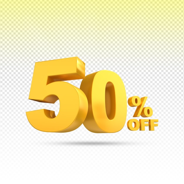 Golden 3d rendering fifty percent off template