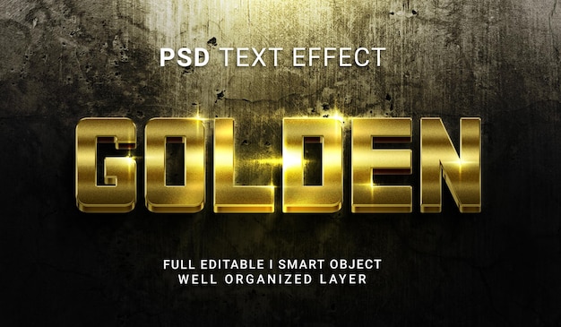 Effetto testo psd in stile 3d dorato